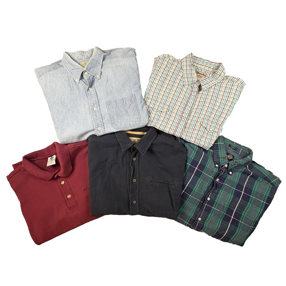 MIXED‎ LOT OF 5 Men's M LL Bean/Wrangler/Dockers/Columbia/N Coast SS Button Ups